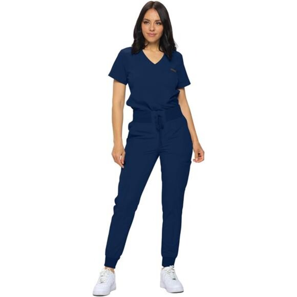 MONARCH UNIFORMS Stretchy Scrubs Women's Jogger Scrub Set In Regular and Petite - Picture 1 of 6